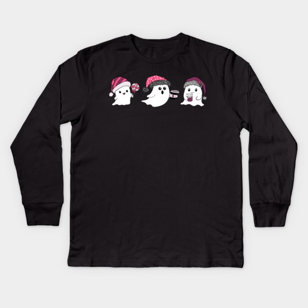 Ghosts of Christmas Kids Long Sleeve T-Shirt by H. R. Sinclair