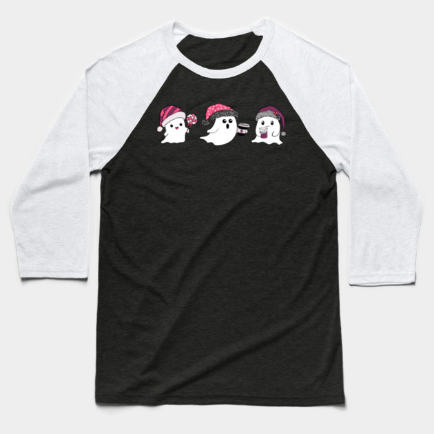Ghosts of Christmas Baseball T-Shirt by H. R. Sinclair