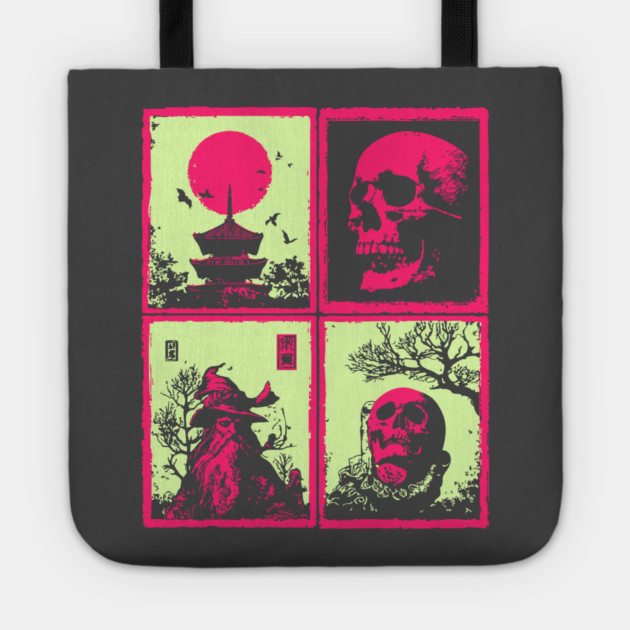 Neon Skull - Vaporwave Pastel Goth Halloween Tote by TuncGK