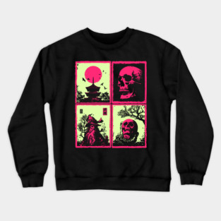 Neon Skull - Vaporwave Pastel Goth Halloween Crewneck Sweatshirt