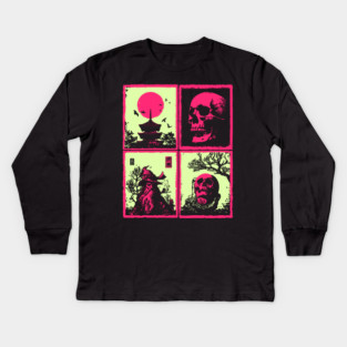 Neon Skull - Vaporwave Pastel Goth Halloween Kids Long Sleeve T-Shirt