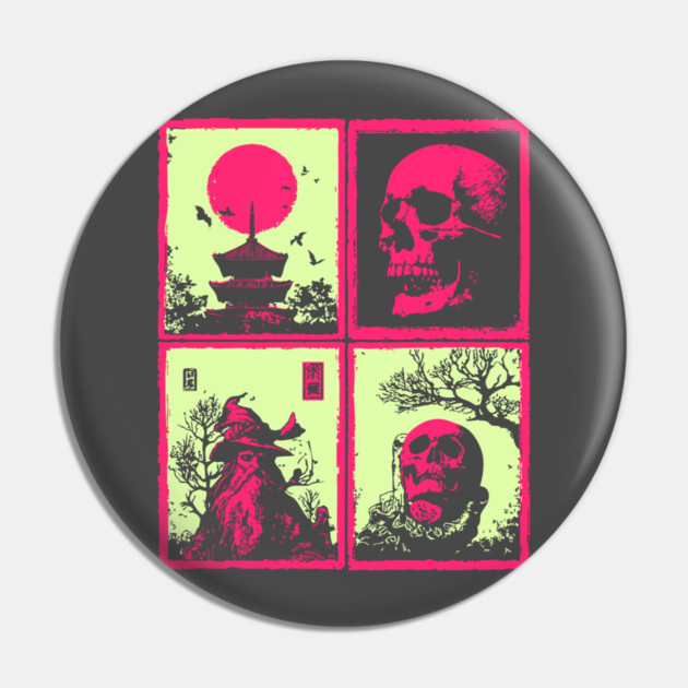 Neon Skull - Vaporwave Pastel Goth Halloween Pin by TuncGK