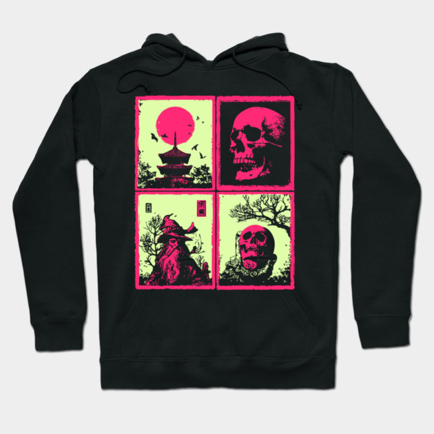 Neon Skull - Vaporwave Pastel Goth Halloween Hoodie by TuncGK