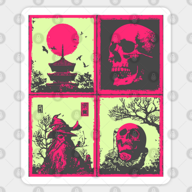 Neon Skull - Vaporwave Pastel Goth Halloween Sticker by TuncGK