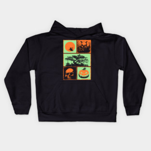 Japanese Halloween - Witch, Skull, and Jack-o-Lantern Kids Hoodie