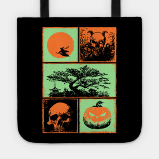 Japanese Halloween - Witch, Skull, and Jack-o-Lantern Tote