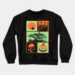 Japanese Halloween - Witch, Skull, and Jack-o-Lantern Crewneck Sweatshirt