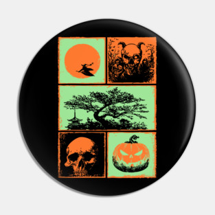 Japanese Halloween - Witch, Skull, and Jack-o-Lantern Pin