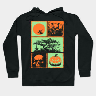 Japanese Halloween - Witch, Skull, and Jack-o-Lantern Hoodie