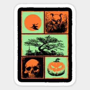 Japanese Halloween - Witch, Skull, and Jack-o-Lantern Magnet
