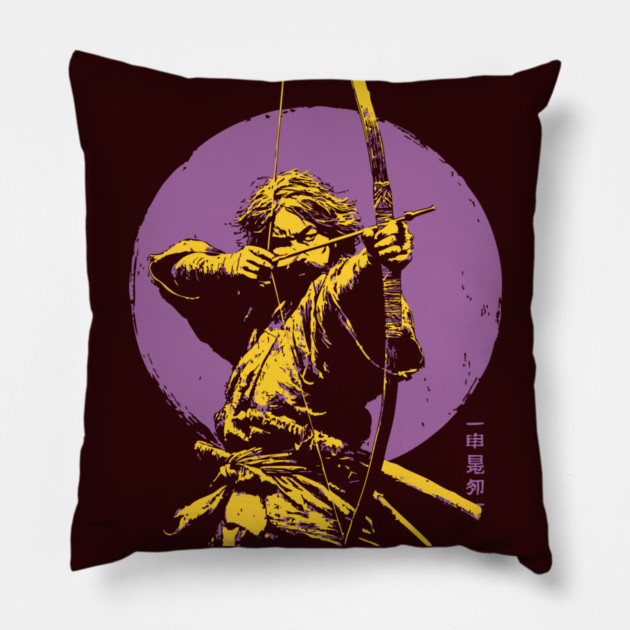 Samurai Archer - Japanese Kyudo Master Pillow by TuncGK