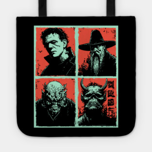 Classic Monsters Retro Horror Collage Tote