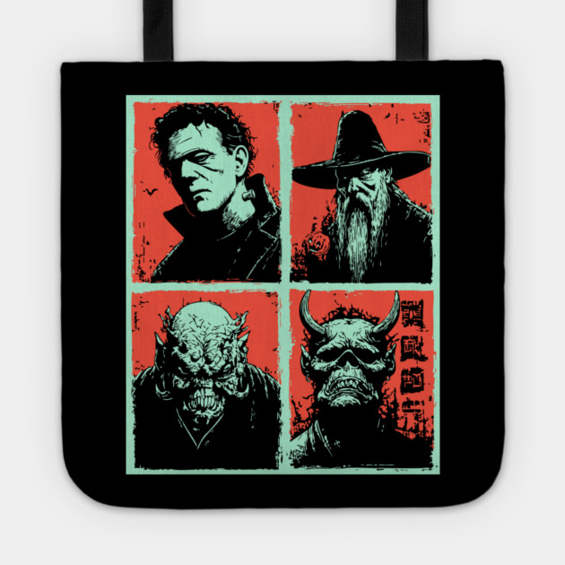 Classic Monsters Retro Horror Collage Tote by TuncGK