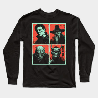 Classic Monsters Retro Horror Collage Long Sleeve T-Shirt