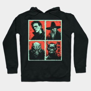 Classic Monsters Retro Horror Collage Hoodie