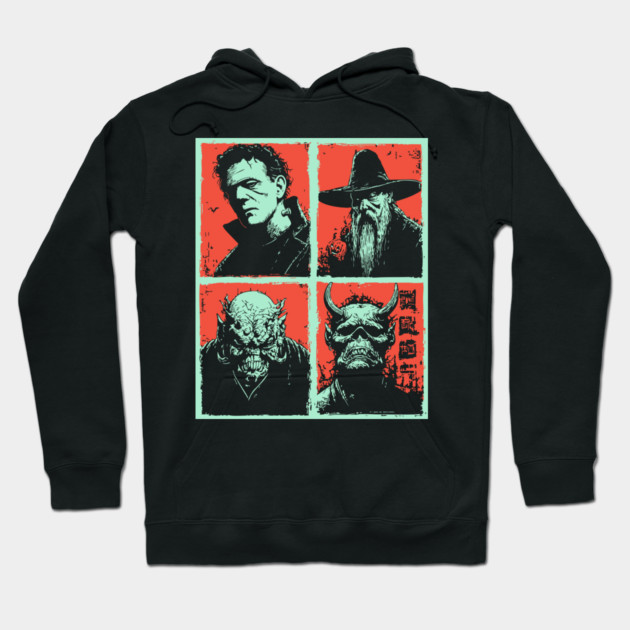 Classic Monsters Retro Horror Collage Hoodie by TuncGK