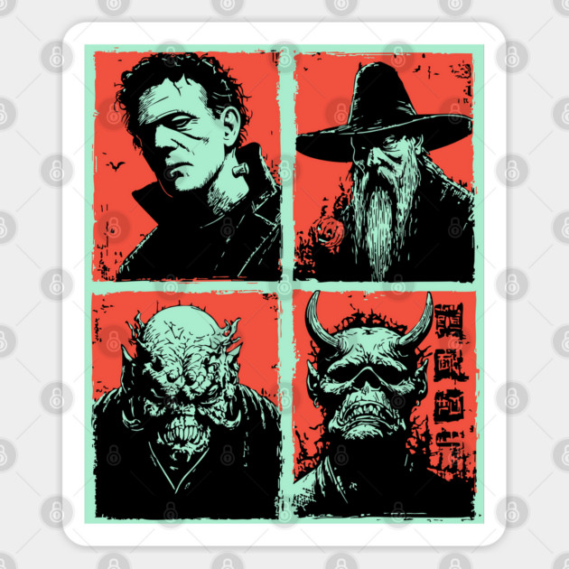 Classic Monsters Retro Horror Collage Sticker by TuncGK