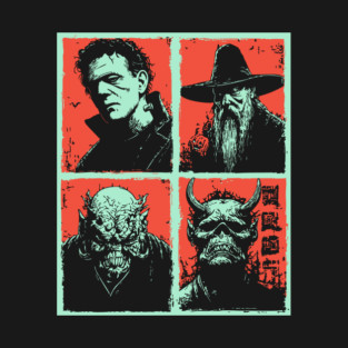 Classic Monsters Retro Horror Collage T-Shirt