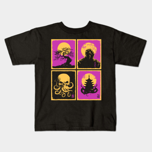 Cthulhu Ukiyo-e - Japanese Lovecraftian Horror Kids T-Shirt by TuncGK