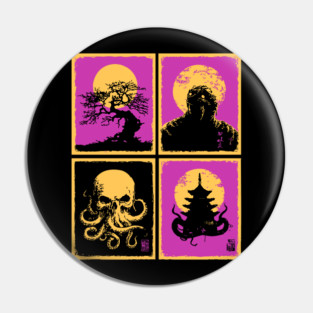 Cthulhu Ukiyo-e - Japanese Lovecraftian Horror Pin
