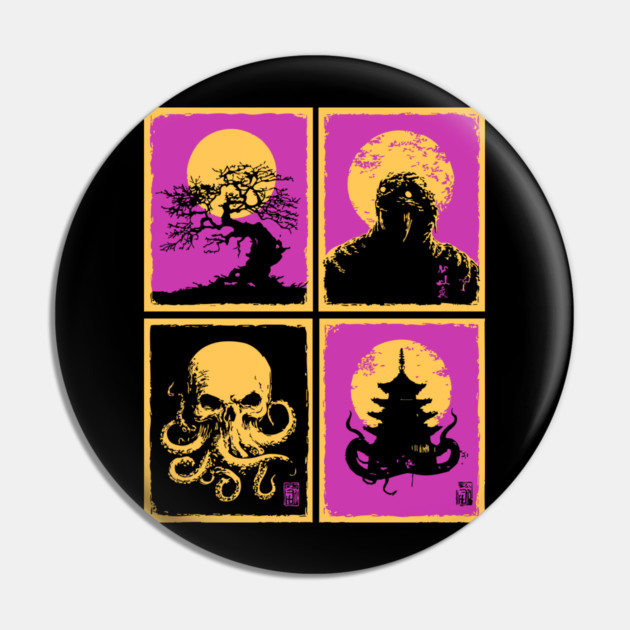 Cthulhu Ukiyo-e - Japanese Lovecraftian Horror Pin by TuncGK
