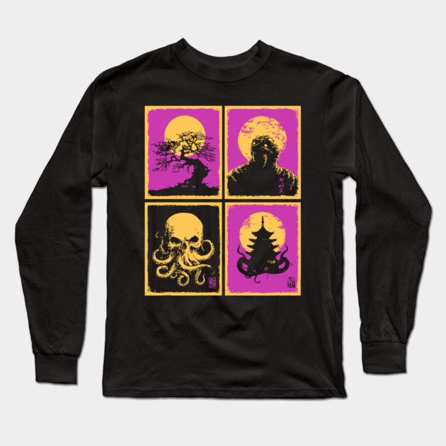 Cthulhu Ukiyo-e - Japanese Lovecraftian Horror Long Sleeve T-Shirt by TuncGK