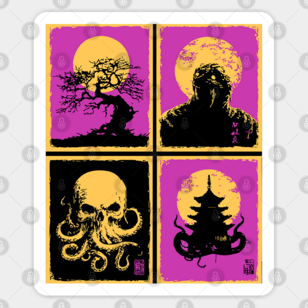 Cthulhu Ukiyo-e - Japanese Lovecraftian Horror Sticker by TuncGK