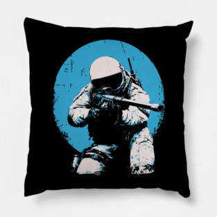 Tactical Astronaut - Retro Sci-Fi Space Soldier Pillow