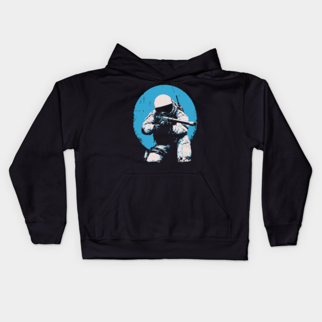 Tactical Astronaut - Retro Sci-Fi Space Soldier Kids Hoodie by TuncGK