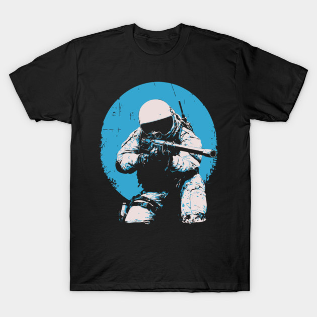 Tactical Astronaut - Retro Sci-Fi Space Soldier T-Shirt by TuncGK
