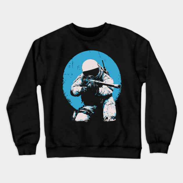 Tactical Astronaut - Retro Sci-Fi Space Soldier Crewneck Sweatshirt by TuncGK