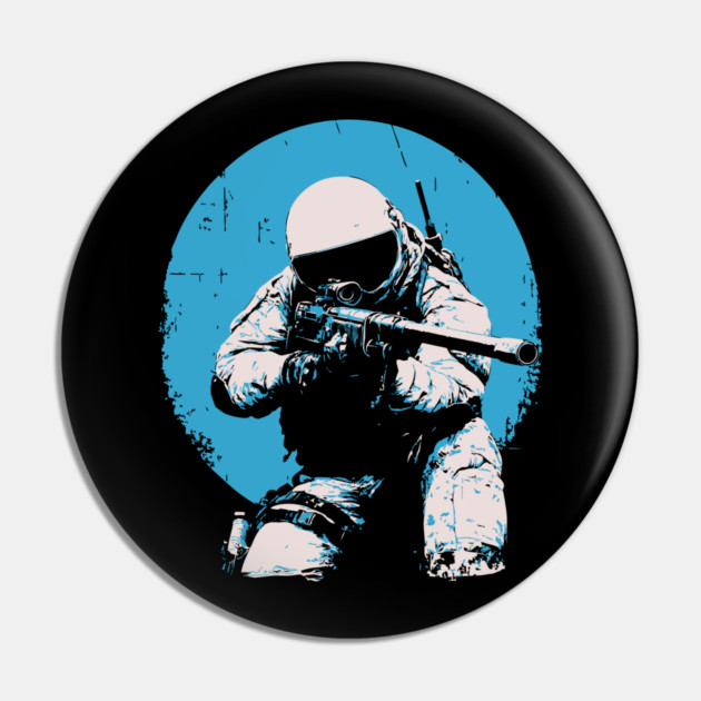 Tactical Astronaut - Retro Sci-Fi Space Soldier Pin by TuncGK
