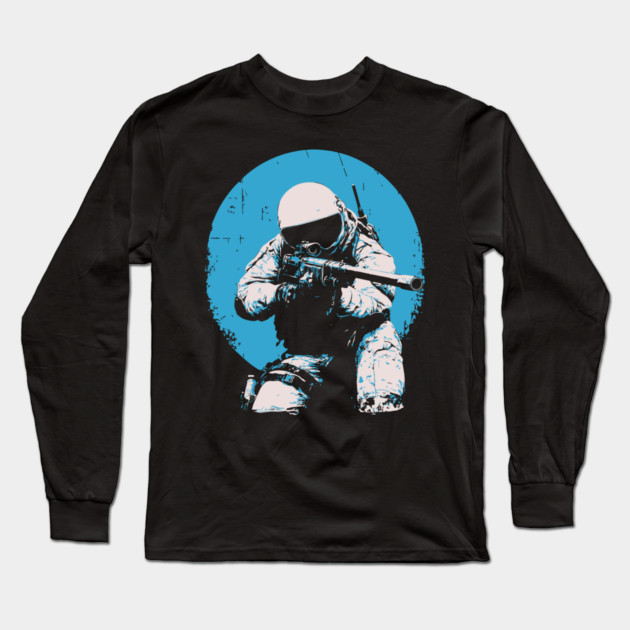 Tactical Astronaut - Retro Sci-Fi Space Soldier Long Sleeve T-Shirt by TuncGK