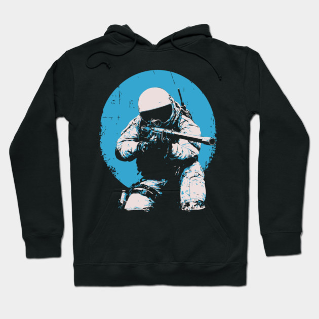 Tactical Astronaut - Retro Sci-Fi Space Soldier Hoodie by TuncGK