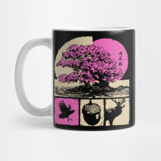 Japanese Nature - Sakura Bonsai and Forest Deer Mug
