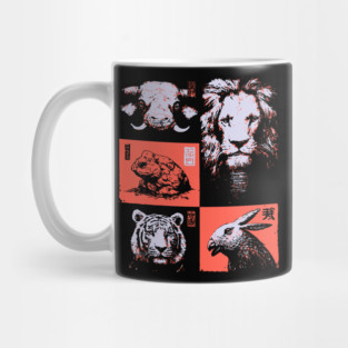 Ukiyo-e Animals - Lion, Tiger, and Capybara Mug