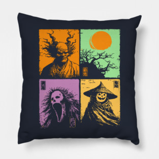 Spooky Japanese Ghosts - Retro Halloween Yurei Pillow
