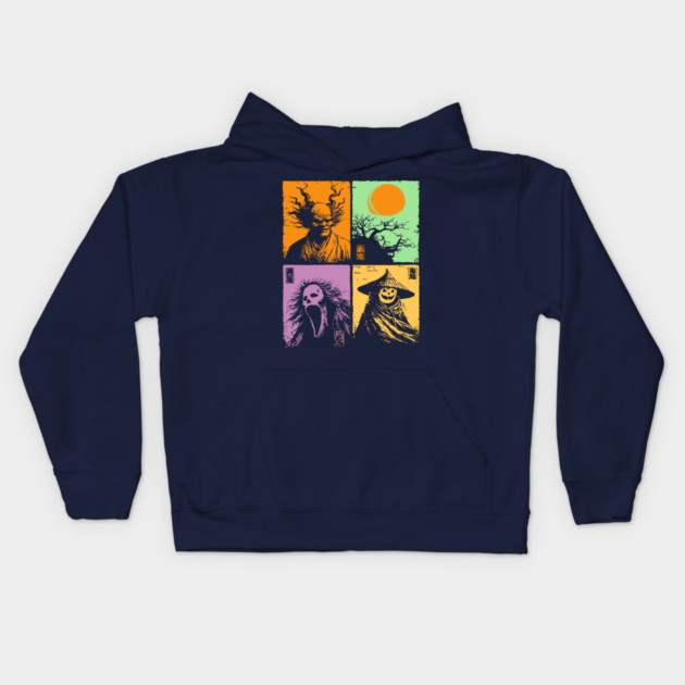 Spooky Japanese Ghosts - Retro Halloween Yurei Kids Hoodie by TuncGK