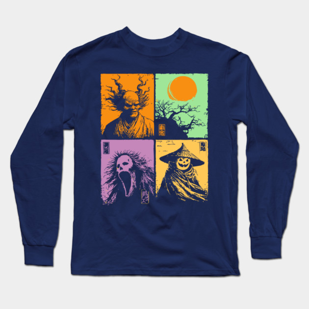 Spooky Japanese Ghosts - Retro Halloween Yurei Long Sleeve T-Shirt by TuncGK
