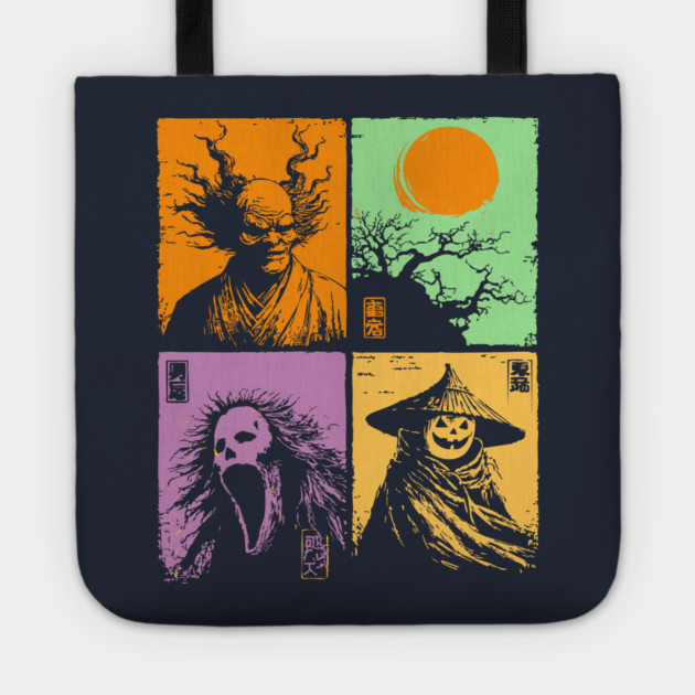 Spooky Japanese Ghosts - Retro Halloween Yurei Tote by TuncGK