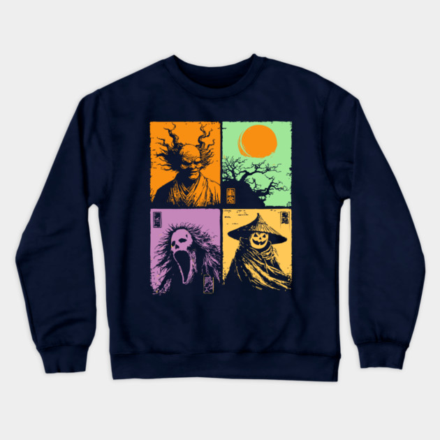 Spooky Japanese Ghosts - Retro Halloween Yurei Crewneck Sweatshirt by TuncGK