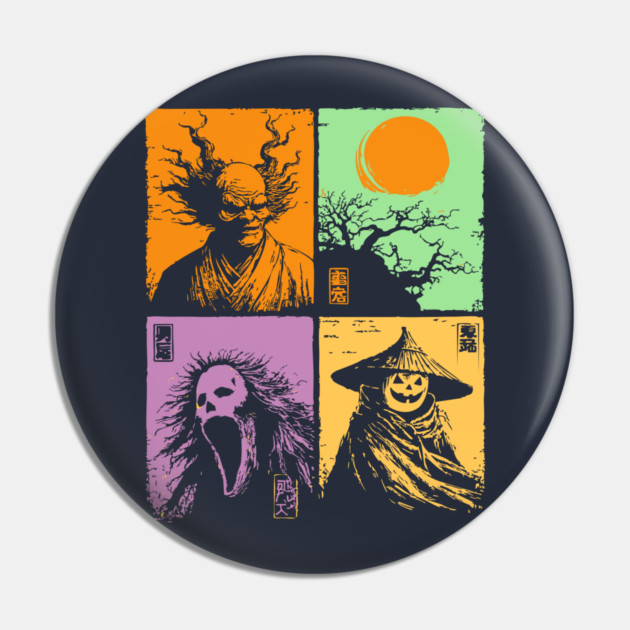 Spooky Japanese Ghosts - Retro Halloween Yurei Pin by TuncGK