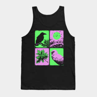 Vaporwave Nature - Japanese Raven and Great Wave Tank Top