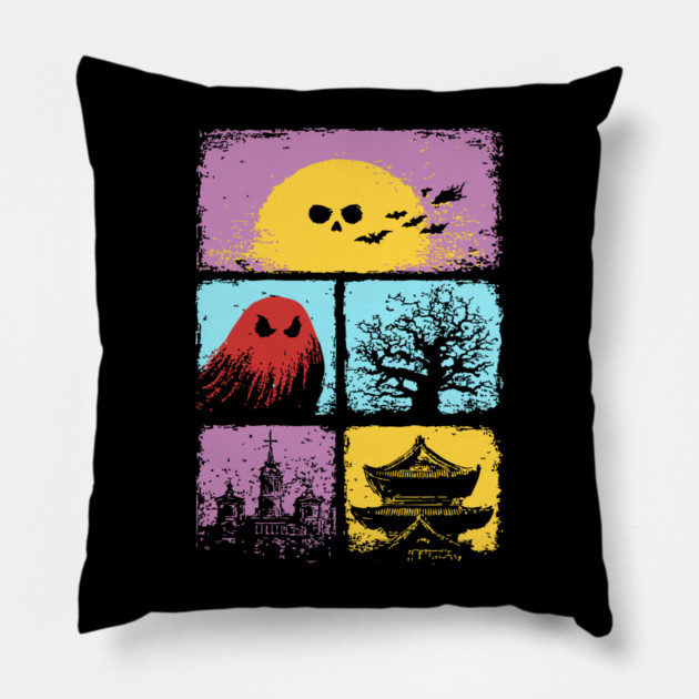 Creepy Cute Halloween - Spooky Japanese Ghosts Pillow by TuncGK