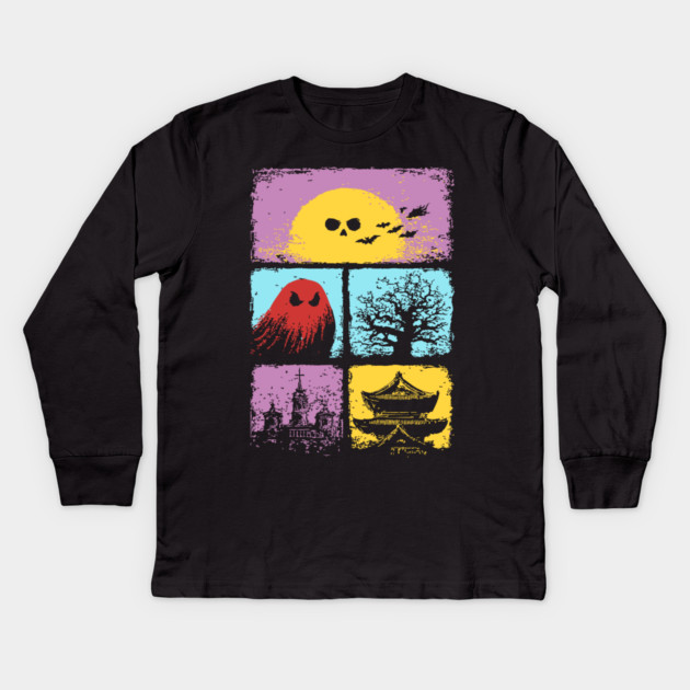 Creepy Cute Halloween - Spooky Japanese Ghosts Kids Long Sleeve T-Shirt by TuncGK