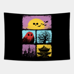 Creepy Cute Halloween - Spooky Japanese Ghosts Tapestry