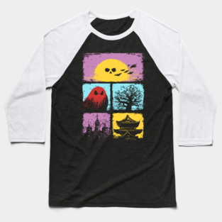 Creepy Cute Halloween - Spooky Japanese Ghosts Baseball T-Shirt