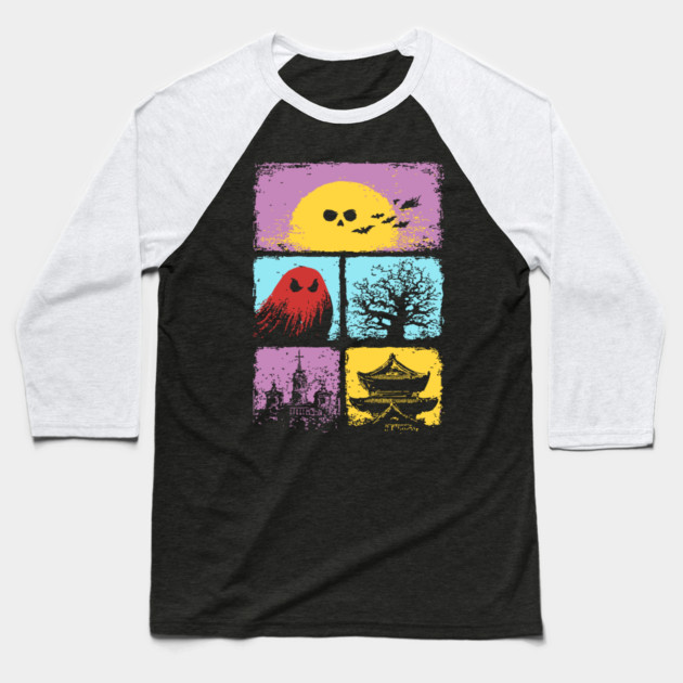 Creepy Cute Halloween - Spooky Japanese Ghosts Baseball T-Shirt by TuncGK