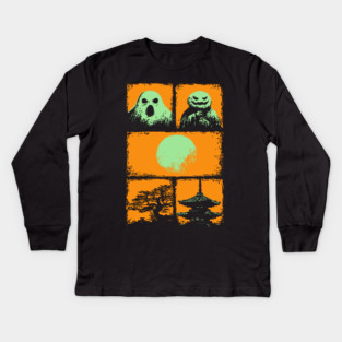 Spooky Japanese Ghosts - Retro Halloween Yurei Kids Long Sleeve T-Shirt