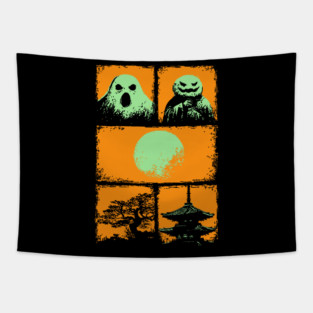 Spooky Japanese Ghosts - Retro Halloween Yurei Tapestry